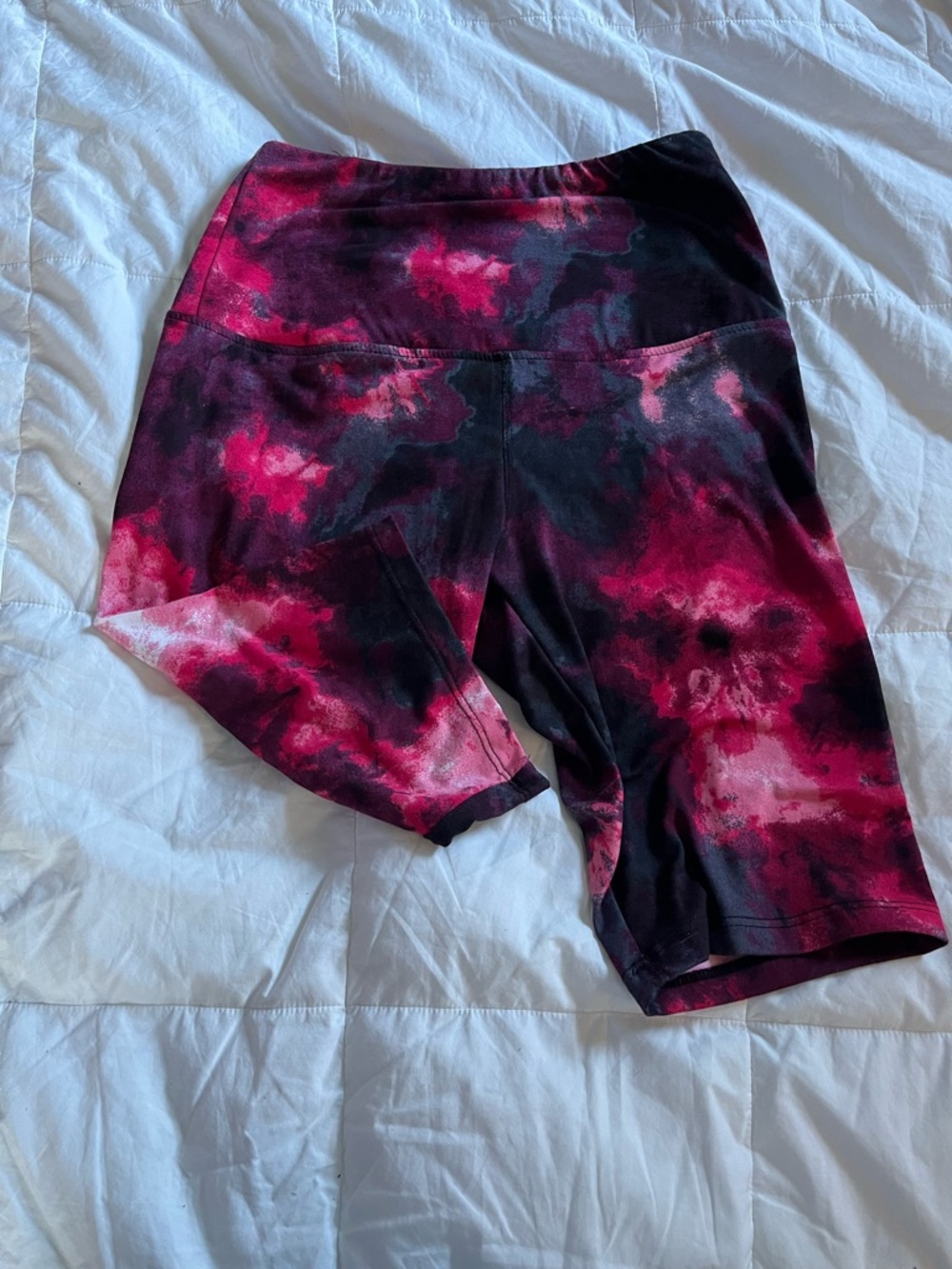 Hot Kiss Tie-Dye High-Waisted Bike Shorts - Pink & Black